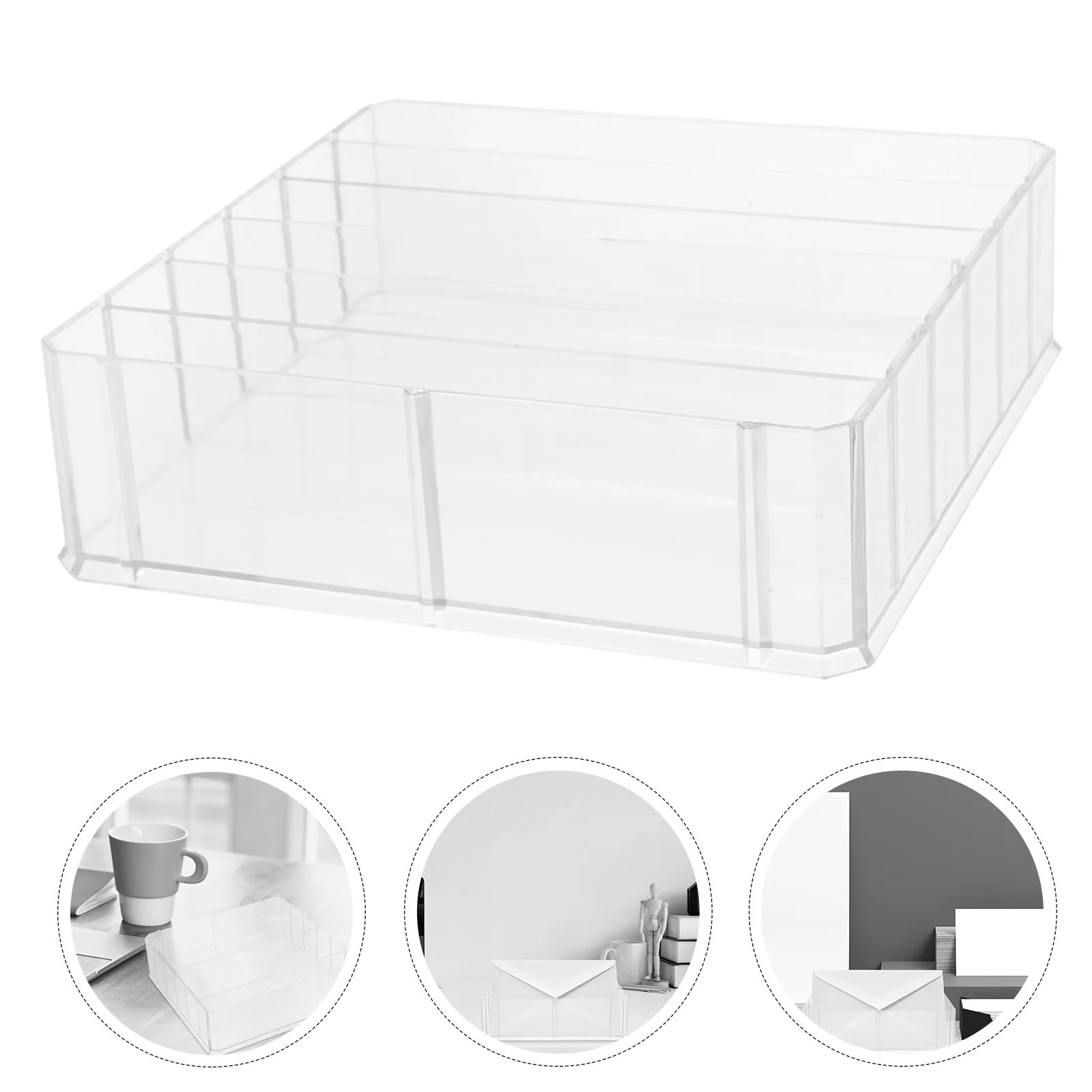 Grande boîte de rangement pour argent liquide, mallette alimentaire transparente, porte-calculatrice à compartiment acrylique