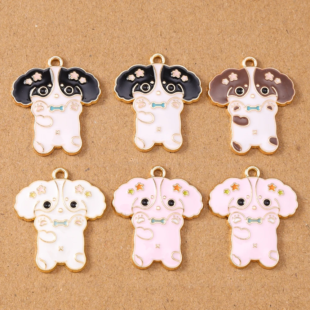 

10pcs 29*25mm Cute Enamel Dog Puppy Charms Animal Pendants for Jewelry Making Necklace Earring DIY Accessories Supplies