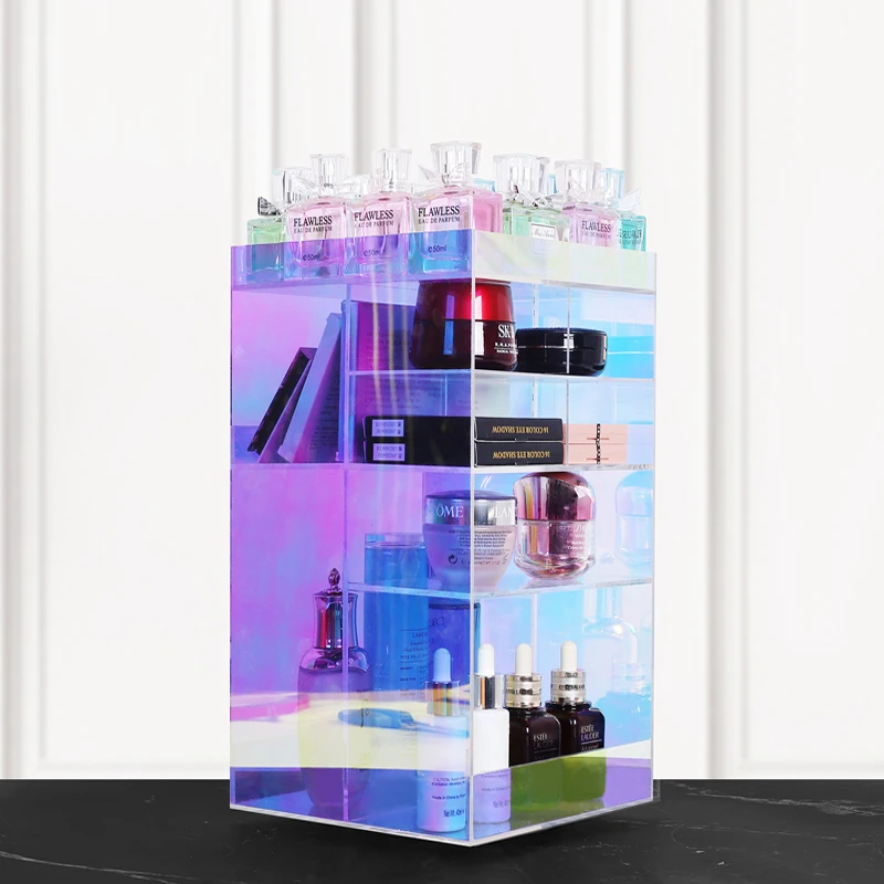 Acrylic Large Capacity Rainbow 360 ° Rotation Display Storage Box Perfume Skin Care Makeup Cosmetics Organization Holder