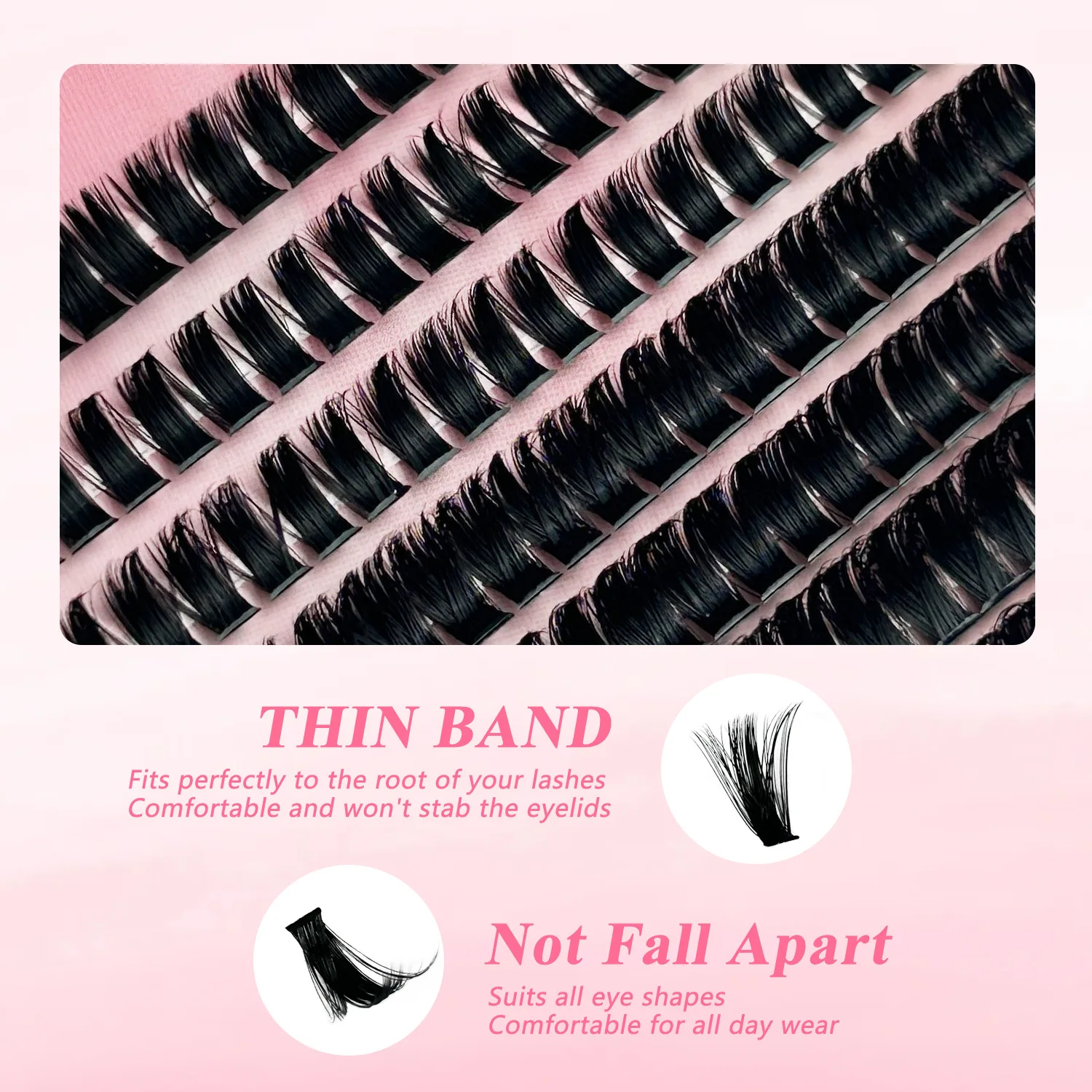 MJ 50D 60D 80D Mixed Tray Individual Lashes 3D Russia Volume Eye Lashes Soft Natural Lashes Mink Lash Cluster False Eyelashes image 4