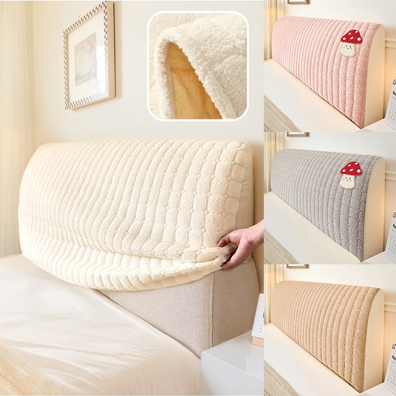 

Nordic Style Headboard Cover Soft Thick Velvet Quilted Design All Inclusive Dust Proof Protection Easy Install Bed Back Cover