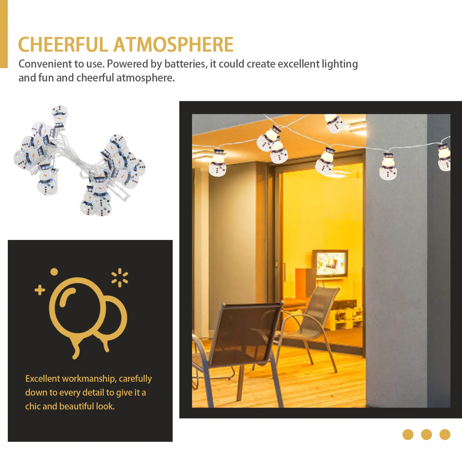 

1pc Snowman String Light 2M 30Led Warm White Waterproof Christmas Decoration Outdoor Indoor Party Garden Event Hanging Lamp