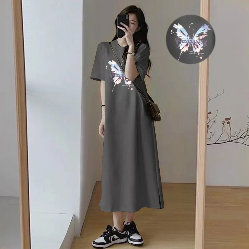Summer Clothing For Older Women - Damska sukienka T-shirt z nadrukiem motyla,