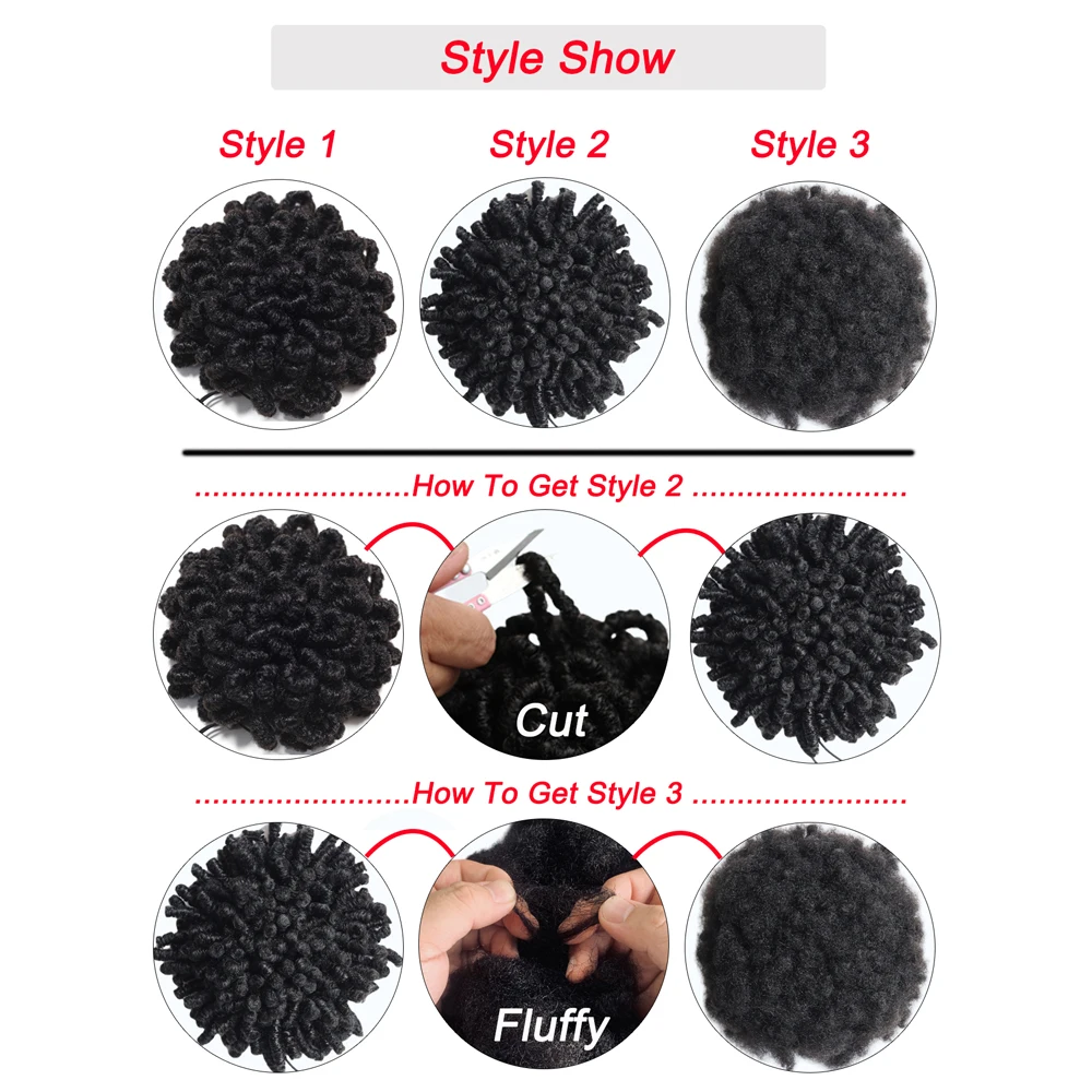 1 Stück Afro-Haarknoten, synthetischer Dreadlock-Chignon, Kordelzug, Clip-in-Pferdeschwanz-Haarteile für schwarze Frauen