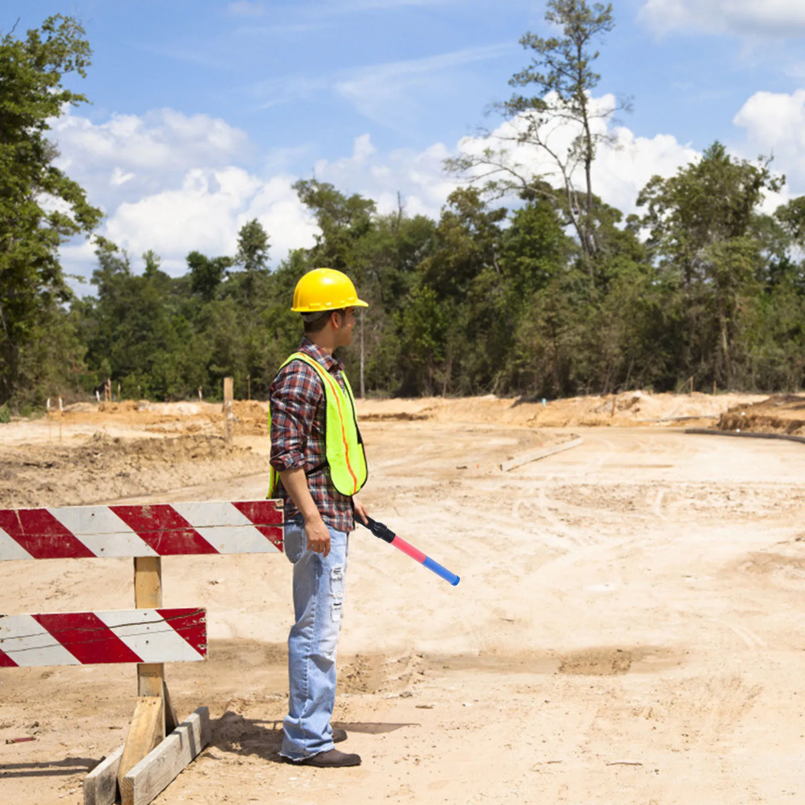 2Pcs Traffic Safety Baton LED Signal Wand 3 Flash Modes Red Blue Emergency Alert Construction Parking Traffic Control