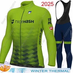 Slovenia National Team 2025 Cycling Jersey Set Men Long Sleeve Winter Green Clothing Suit MTB Bike Road Pants Bib Ropa Ciclismo