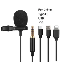Car Radio Microphone Mini Tie Clip Small Lavalier Usb Condenser Lapel Mic Coche Microfono Mikrofon PC Micro For Camera Computer