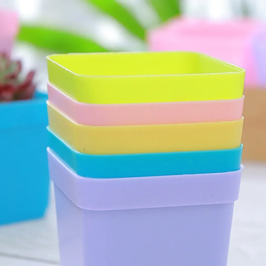 10pcs Colorful Multi Square Nursery Flower Pot Plastic Nursery Pot Plant Nursery Box Transplant Flower Tray For Home Garden