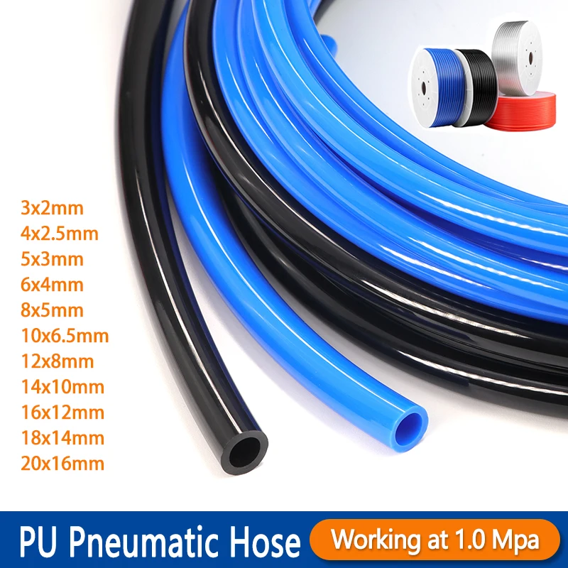

2/5/10m PU hose Pneumatic Tube Air Hose Polyurethane Pipe 4mm 6mm 8mm 10mm 12mm 14mm 16mm Compressor Hose