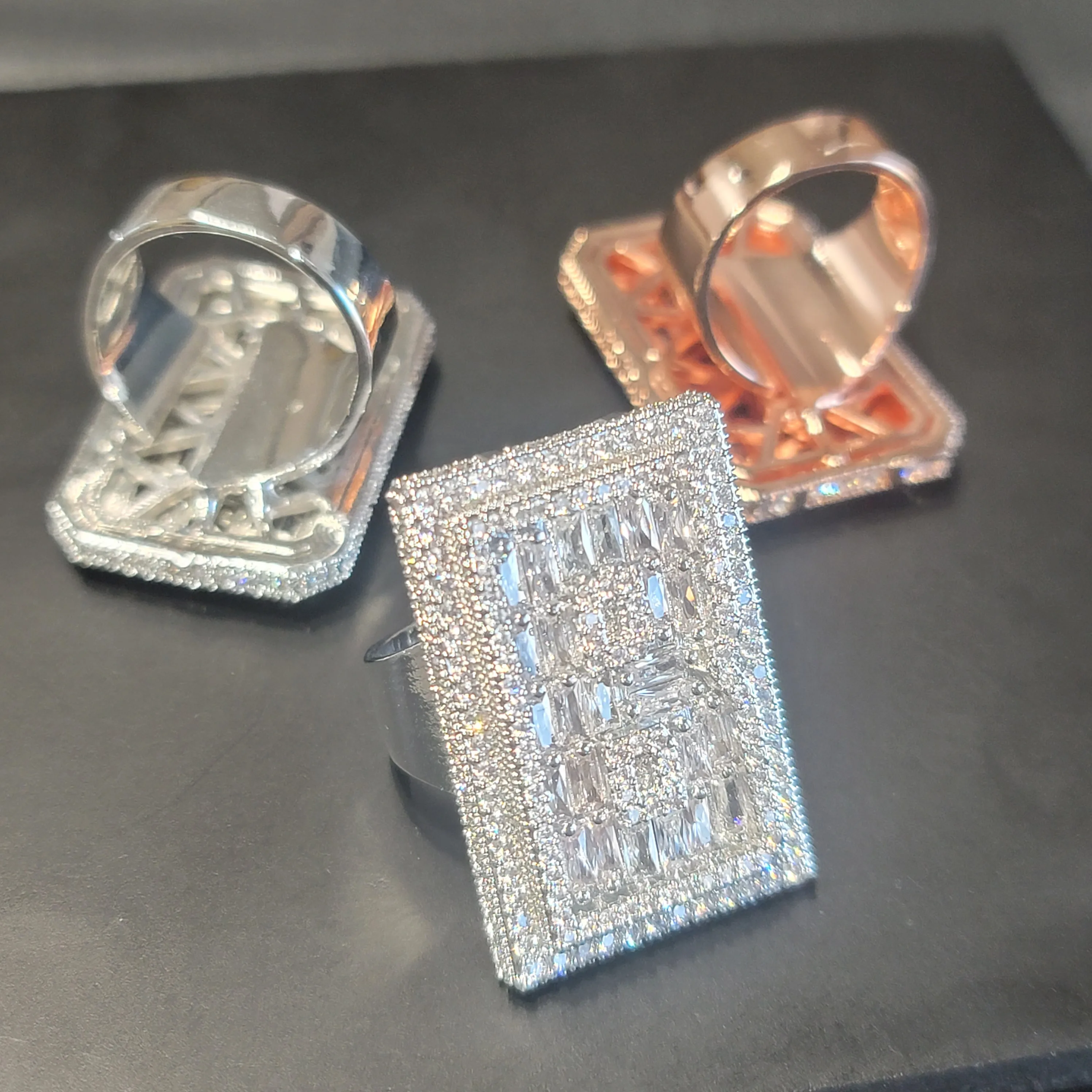 

Custom Letters&Number Ring Personalized Open Adjustable Size Rings Icy Square Baguettecz Jewelry Valentine's Day Christmas Gifts