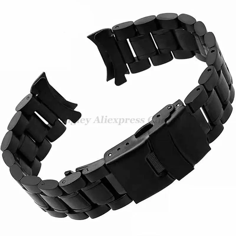 Cinturino per orologio solido in acciaio inossidabile 18/20/22/24mm Bracciale in acciaio con estremità ad arco/dritto Fibbia pieghevole Cinturino di ricambio universale