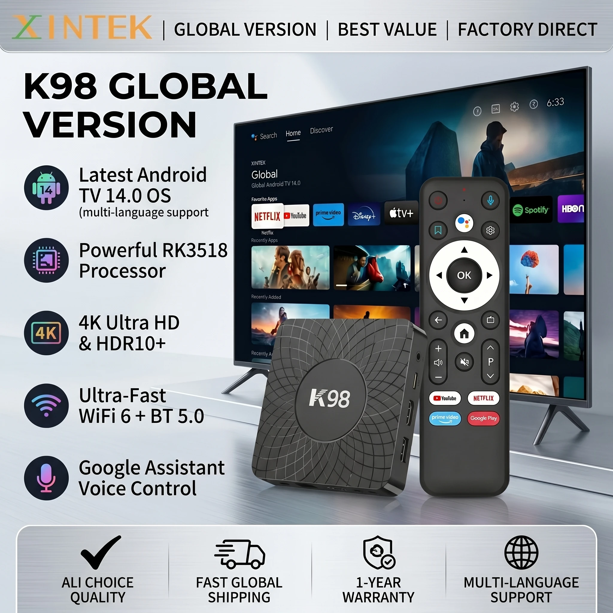 Smart Home Os - 8GB 램 128GB 롬 RK3518 4K