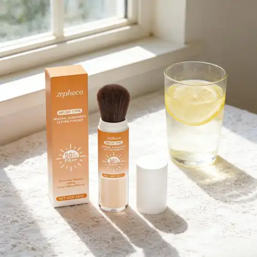 Zephoco Setting Powder Sunscreen Spf 50 Anti Sun Protection Translucent Natural Matte Refreshing Loose Setting Powder Makeup 8g - Image 6
