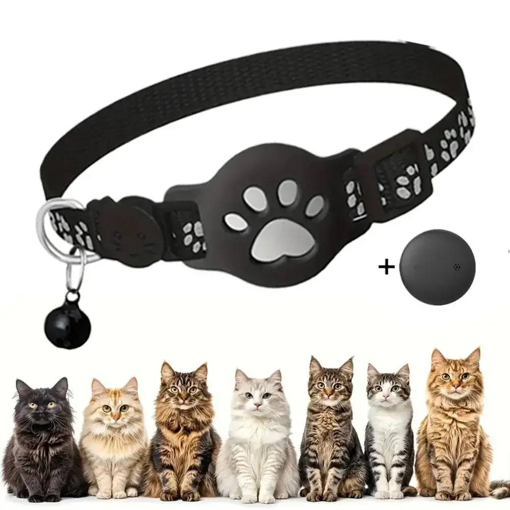 Katzenhalsband kompatibel mit AirTag, reflektierender Streifen mit Glocke, Sicherheitsverschluss, verstellbares Anti-Verlust-GPS-Tracking-Halsband für Kätzchen, kleine Welpen, für tägliche Outdoor-Spaziergänge. – Detail 1