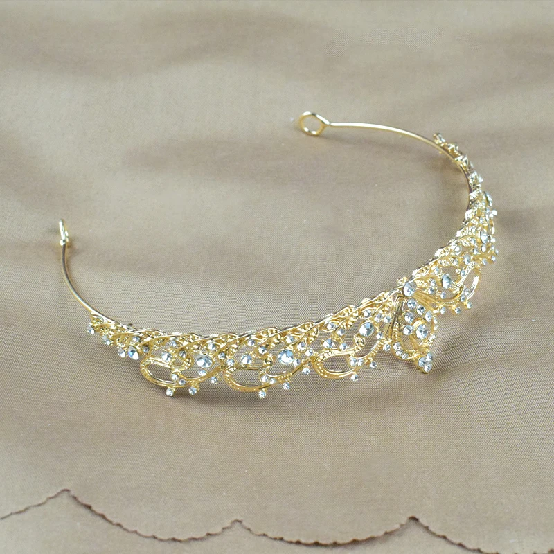 Couvre-chef de mariée couleur or pour femmes, couronne de mariage pleine de tempérament classique, diadèmes éblouissants pour anniversaire de fille