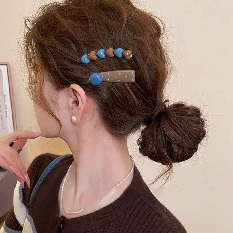 1 قطعة التباين اللون نقطة دبابيس الشعر بسيطة Lovel القلب منقار البط مقاطع الشعر النساء فتاة الجانب الانفجارات المشابك