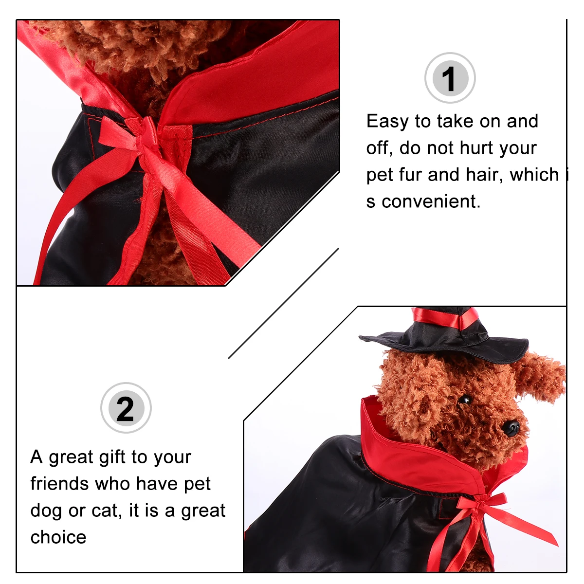

1 set 1 Set Pet Costume Dogs Cats Cosplay Witch Cloaks Wizard Hats Durable Comfortable Halloween Birthday Party Outfit Tiny Pet