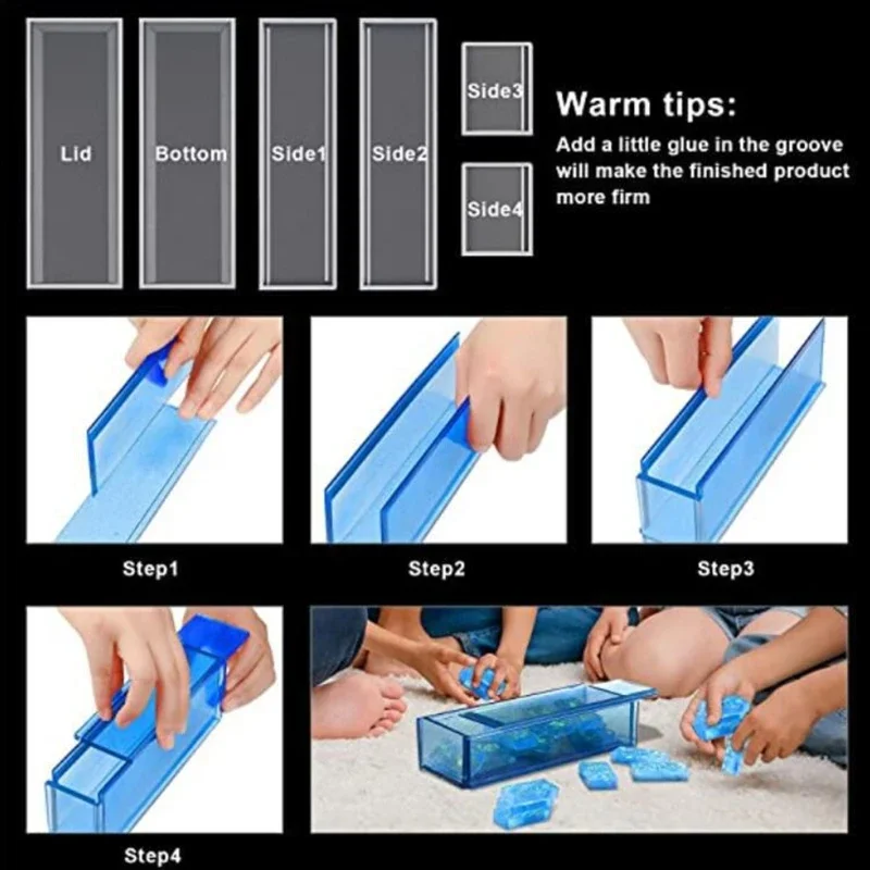 Dominoes Epoxy Resin Mold Dominoes Storage Box Silicone Mold DIY Crafts Jewelry Storage Case Holder Casting Tools