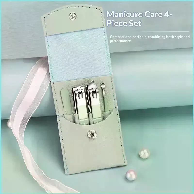 4Pcs Stainless Steel Nail Clippers Manicure Set Manicure Tool Portable Diagonal Nail Clippers Ear Digging Spoon Set Manicure Ki