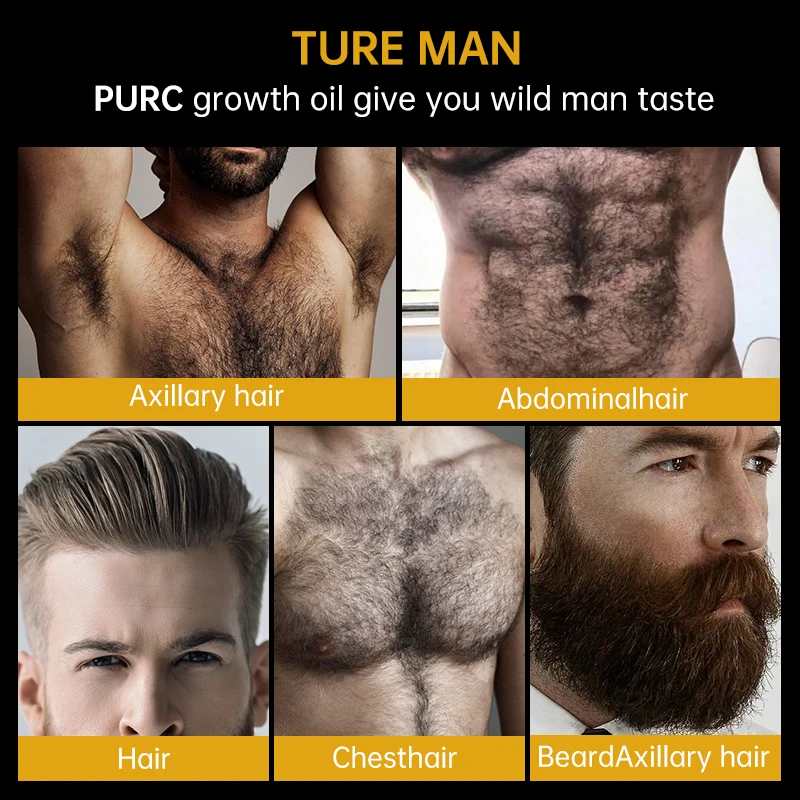 Aceite para el crecimiento de la barba PURC para hombres, aceite para la barba suave y nutritivo, productos para el crecimiento del cabello, cuidado de la barba