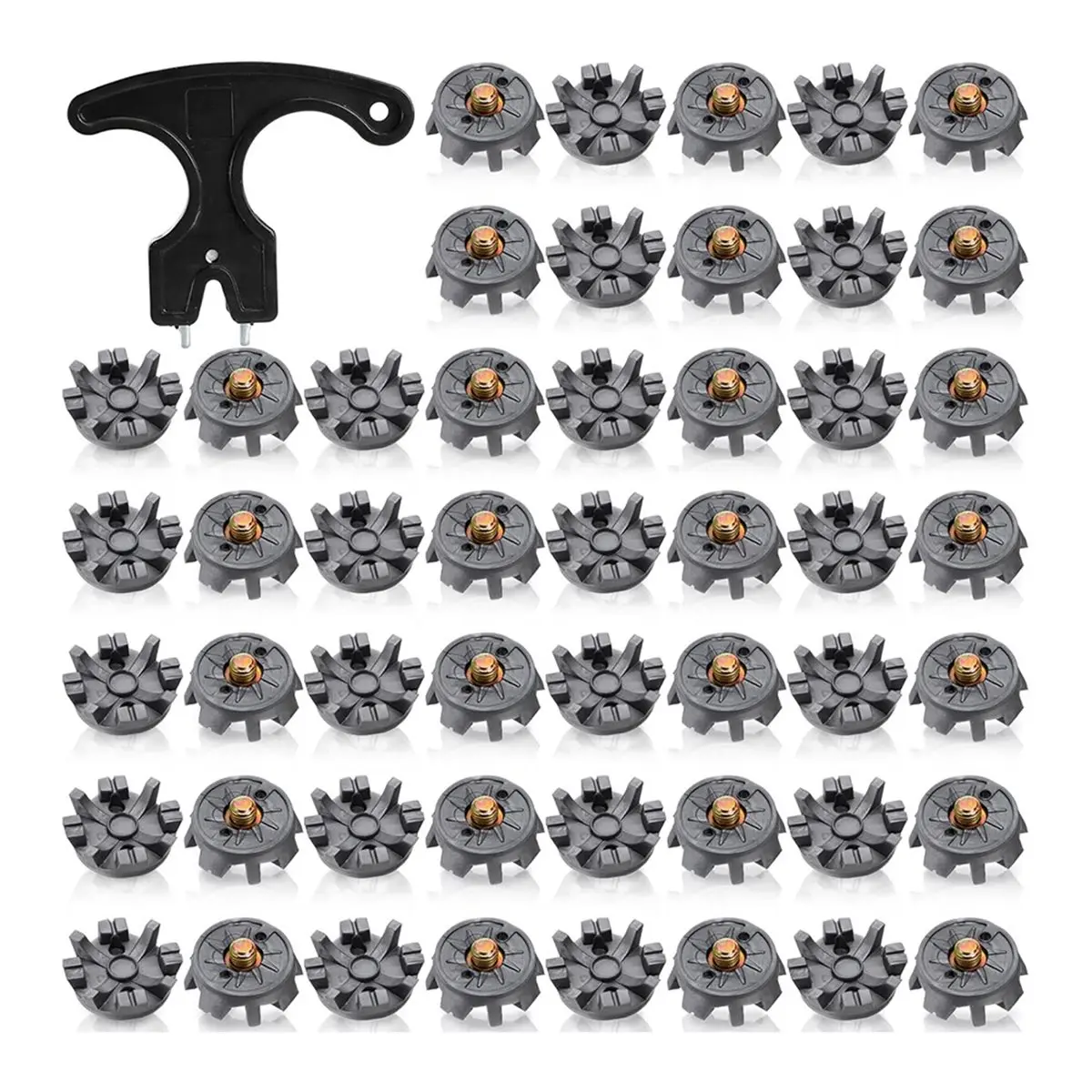 ABME New 50Piece Golf Spikes, Golf Cleats Replacement with Cleat Spanner, Metal Thread 6 mm Soft Pins Stud