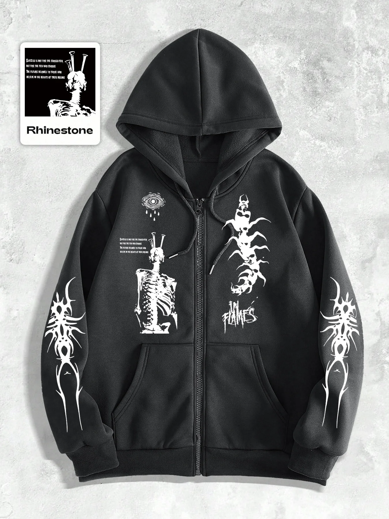 

Мужская готическая темная оригинальная толстовка на молнии с принтом, толстовка на молнии в уличном тренде, идеальный выбор для пары модной одежды