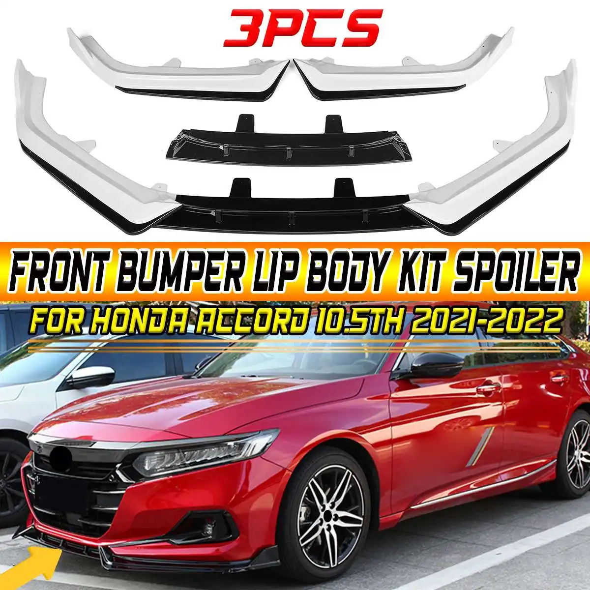 High Quality 3x Front Bumper Lip Spoiler Splitter Surround Molding Cover Trim Body Kit For Honda Accord 10.5th 2021-2022