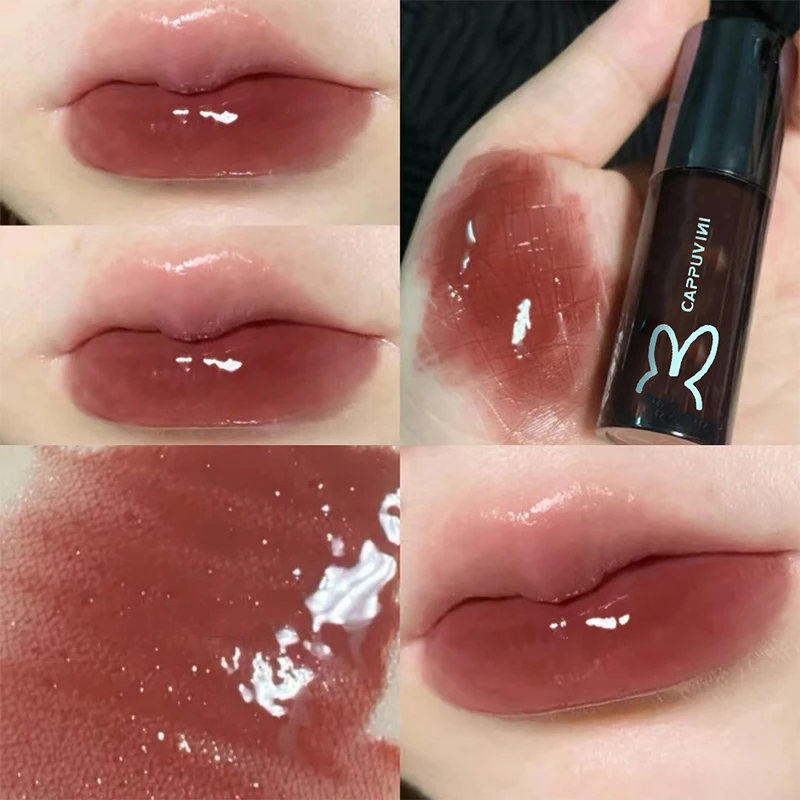 Cappuvini Water Glazed Mirror Lip Gloss Makeup Crystal Jelly Moisturizing Lip Glaze Long Lasting Color Liquid Lipstick Cosmetics