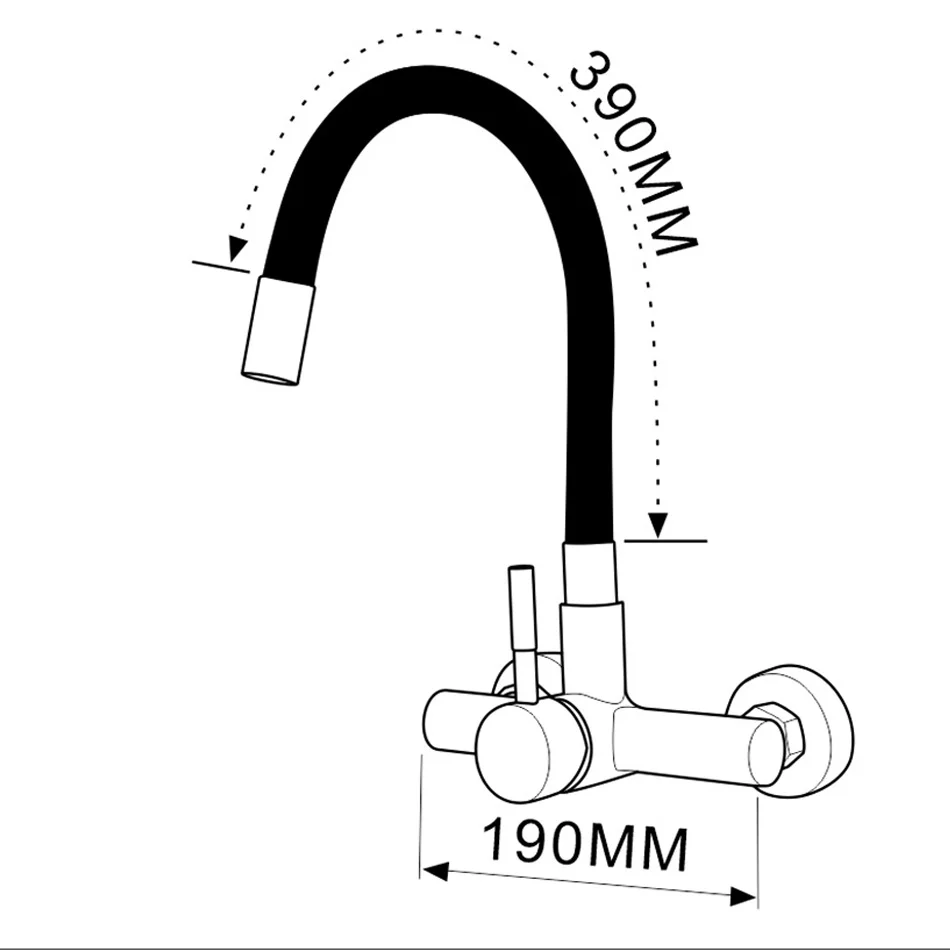 صنبور مطبخ مثبت على الحائط من الفولاذ المقاوم للصدأ ، أنبوب سيليكون دوار شامل ، خلاط ماء ساخن وبارد ، صنبور حوض ، صنبور حوض