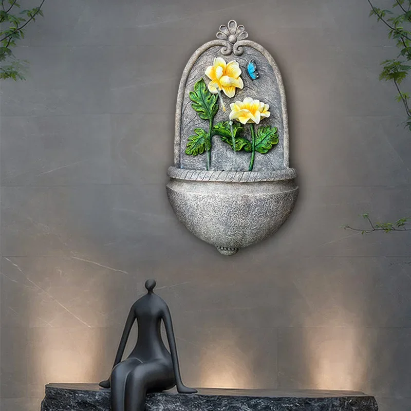 ديكور حائط للمياه الجارية، الفناء، الشرفة، معلق على الحائط للمياه المتداولة، زخرفة راتينج لتزيين المناظر الطبيعية