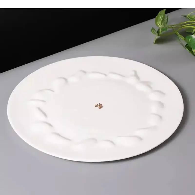Solid Color Ceramic Floating Point Texture Flat Plate Restaurant Dessert Steak Sushi Dish Pasta Specialty Tableware