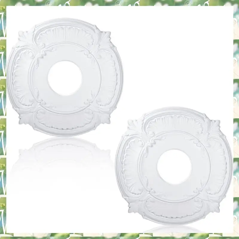 FIZP 2 قطعة من ميدالية السقف المصنوعة من البولي يوريثان وسام مروحة السقف المزخرف لتركيبات الإضاءة وثريات مراوح السقف، 12 بوصة OD