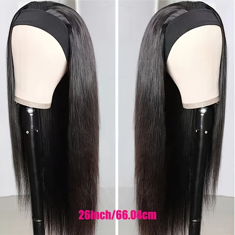 250% Density Straight Headband Wig Human Hair Wigs Brazilian Full Machine Made 100% Human Hair Wigs For Women Scarf Wig