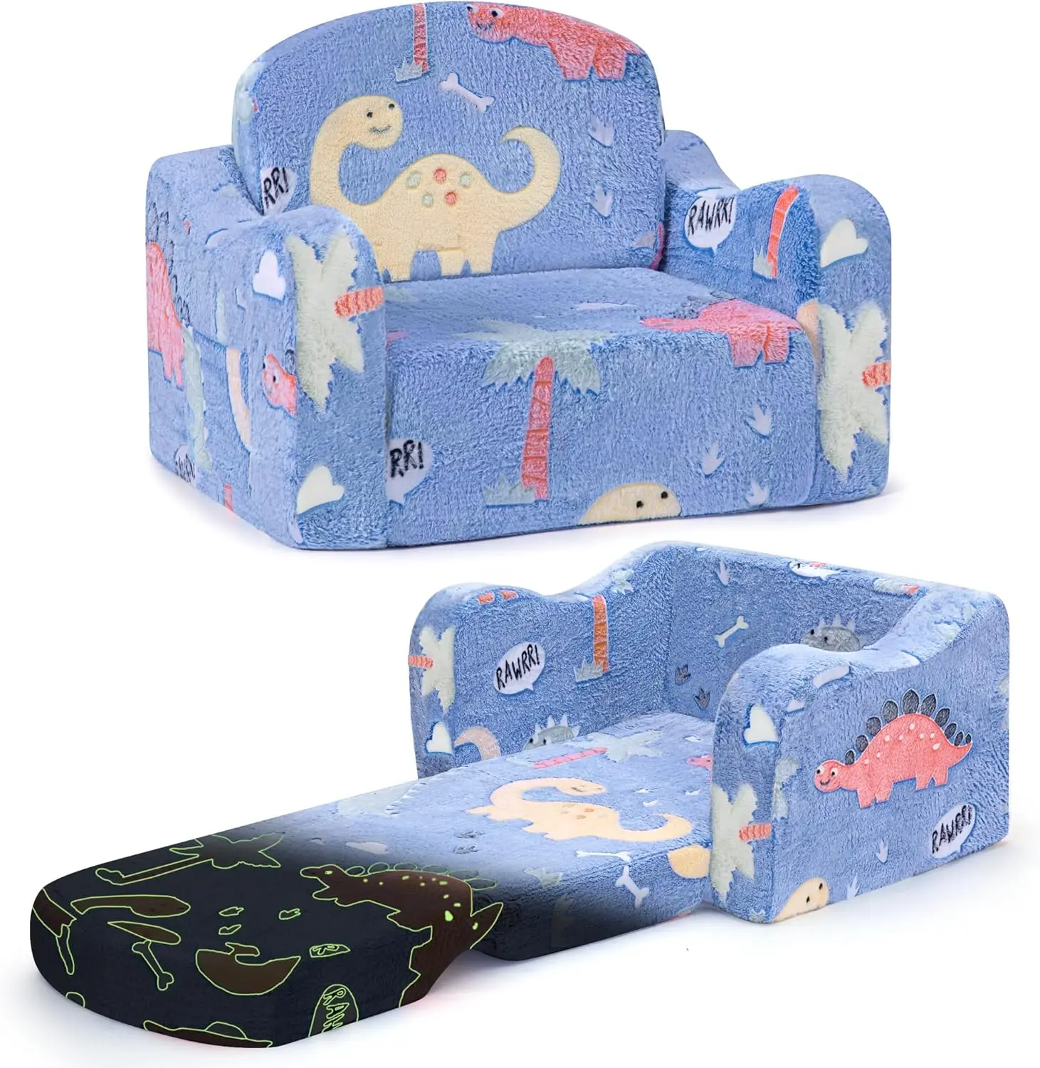 

Удобное кресло-диванчик для малышей, 2-в-1: мягкий плюшевый раскладной диван для детей, трансформируемый шезлонг