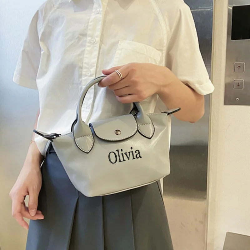 Personalized Name New Fashion PU Crossbody Bag Women's Popular Handheld Dumpling Bag Single Shoulder Bag