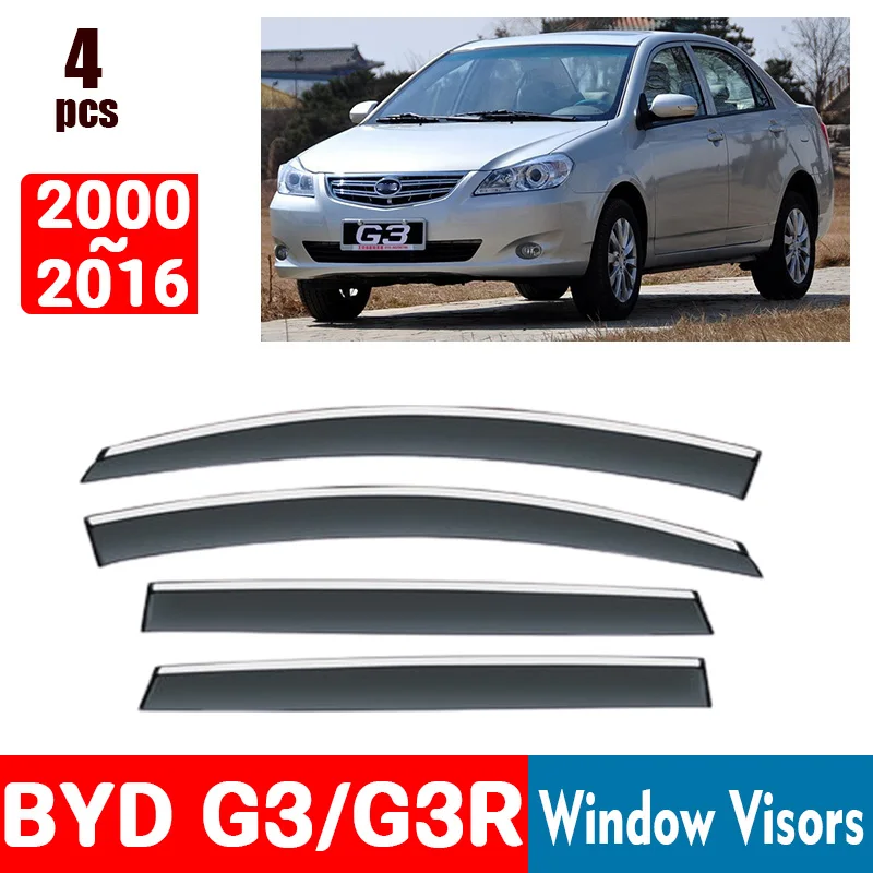 

Для BYD G3 G3R 2000-2016 оконные козырьки защита от дождя оконная крышка от дождя дефлектор тент щит вентиляционное отверстие защита тени крышка отделка