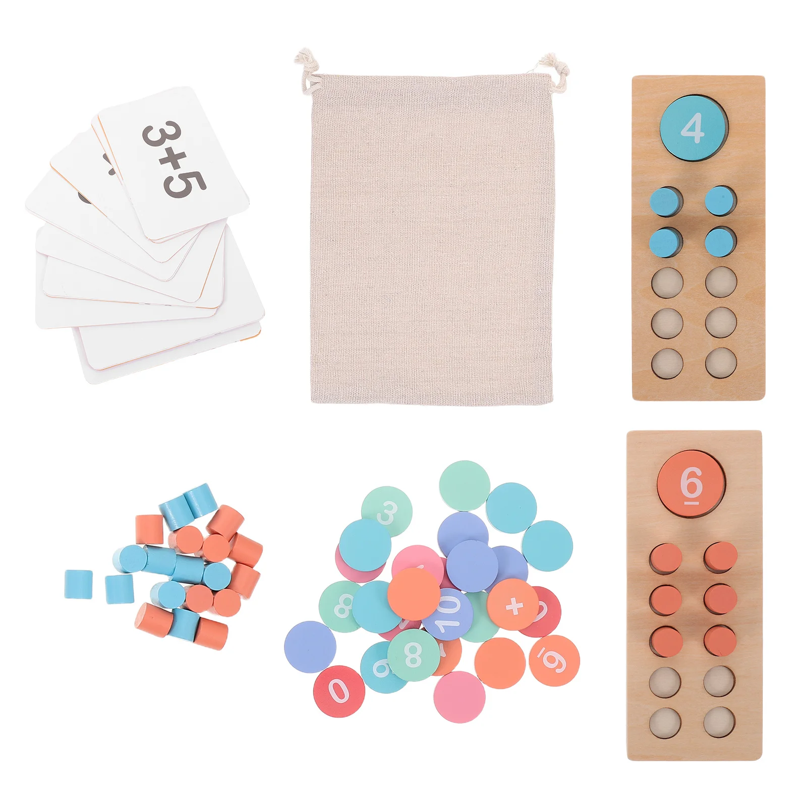 1Set Kids Math Learning Tool Sturdy Wooden Counting Frame Colorful Beads Ideal Classroom Home Use Interactive Addition