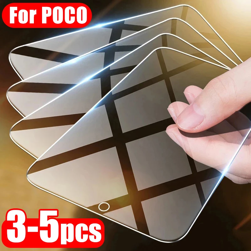 Protective Glass for Poco X3 Pro X3 NFC M5S M5 Film Screen Protector for Xiaomi Poco F3 F4 GT F2 Pro M3 M4 X4 Pro 5G Glass