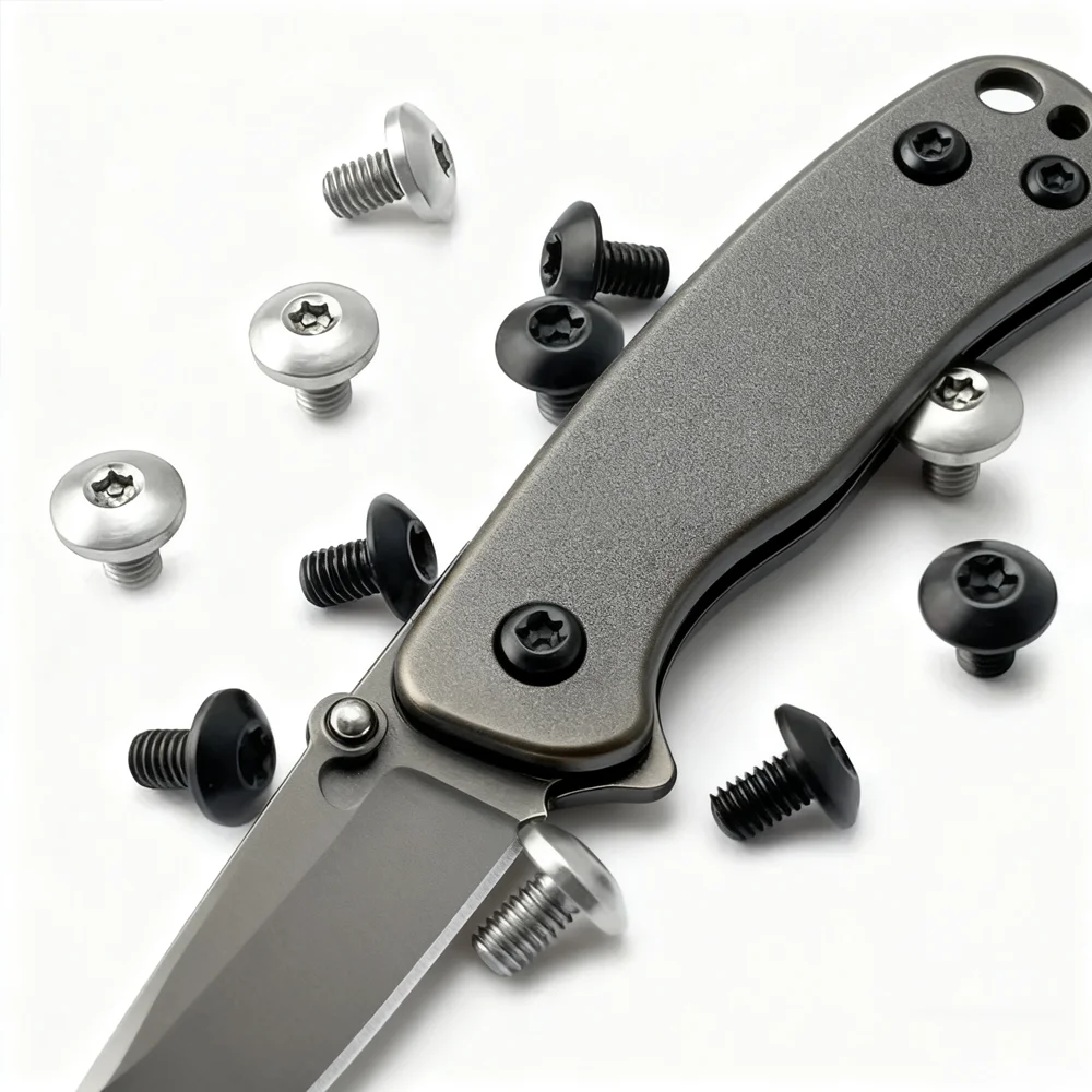 4PCS M3 Half Round Head Quincunx Screws Titanium Alloy for Folding Knife Handle DIY Spindle