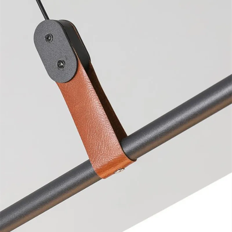 Lampadario Eden lampada a sospensione moderna a tubo lungo per tavolo da cucina sala da pranzo ufficio Cafe lampade a sospensione in pelle oro nero