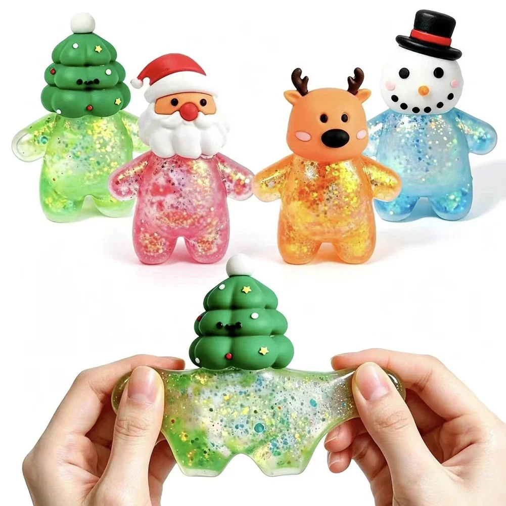 Squishy Anti Stress Reliever Santa Claus Reindeer Doll Slow Rising Squeeze Toy Christmas Present for Holiday Home Party Decor