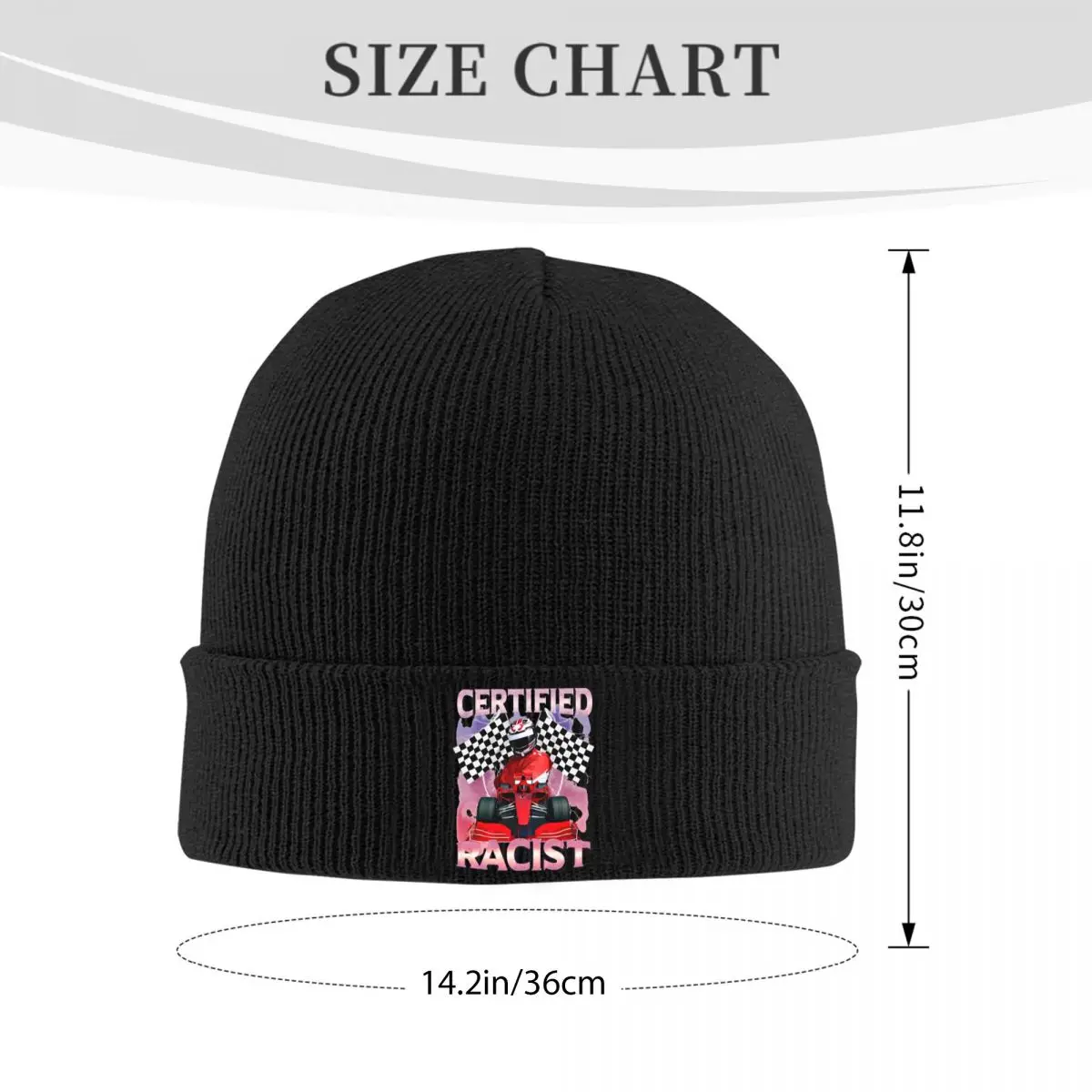 Certified Racist Funny Racing Meme Knit Hat Beanies Autumn Winter Hat Warm Acrylic Street Cap for Men Women