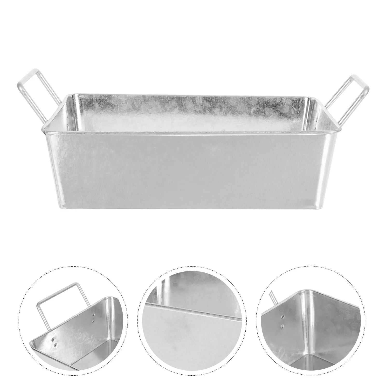 Fried Chicken Plate with Handles High Quality Galvanized Iron Metal Food Storage Plate for Family Parties Weddings Bar