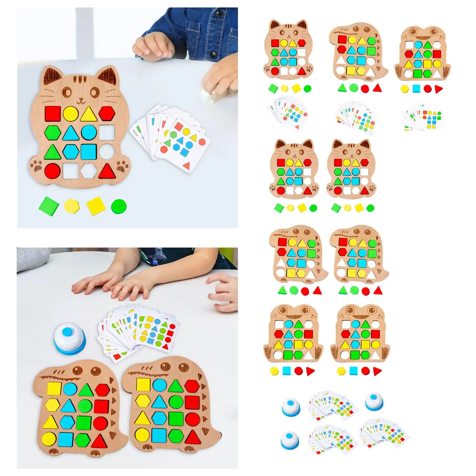 Shape Matching Game Learning Toy, Interactive Battle Game, Geometric Shape Matching Puzzle Game with 15 Cards for Boys Girls