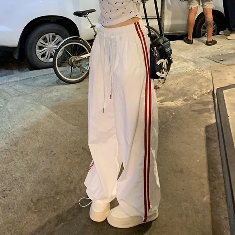 

Deeptown Striped Vintage Women Sweatpants Korean Fashion Wide Leg Baggy Pants Y2k Jogging Summer Oversized Casual Trousers