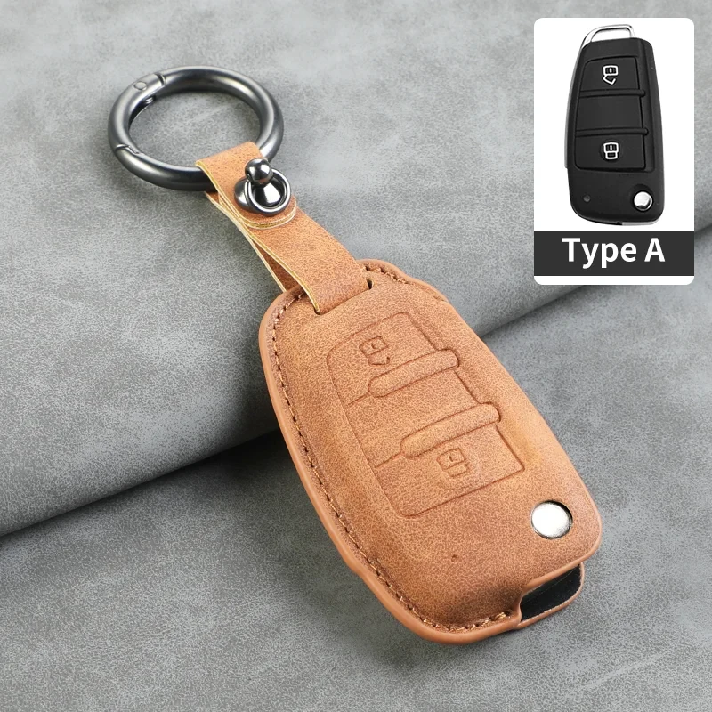 

Leather Car Key Cover Car Key Case for JAC JS2 S2 S3 S5 S7 T40 T50 Sei 3 A5 R3 Refine Flip 2 Button Car Key Case Shell Keychain