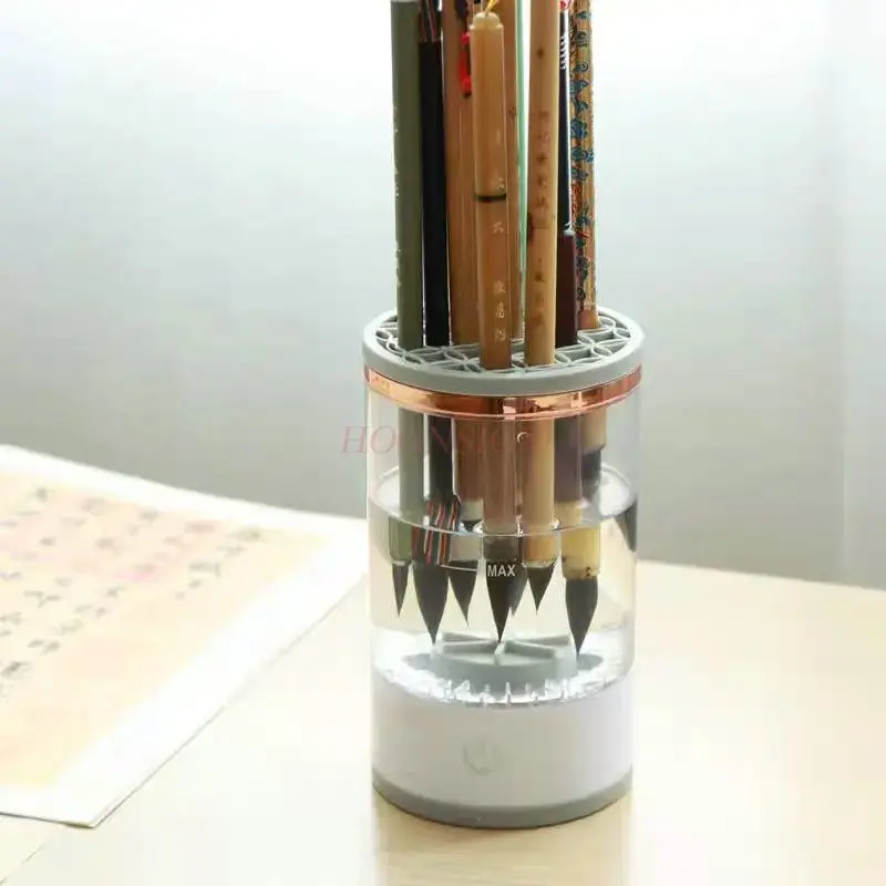 1pcs Electric Multi-functional No-Wash Brush Holder Automatic Cleaning Brush Washer Calligraphy Brush Holder Stationery Brush