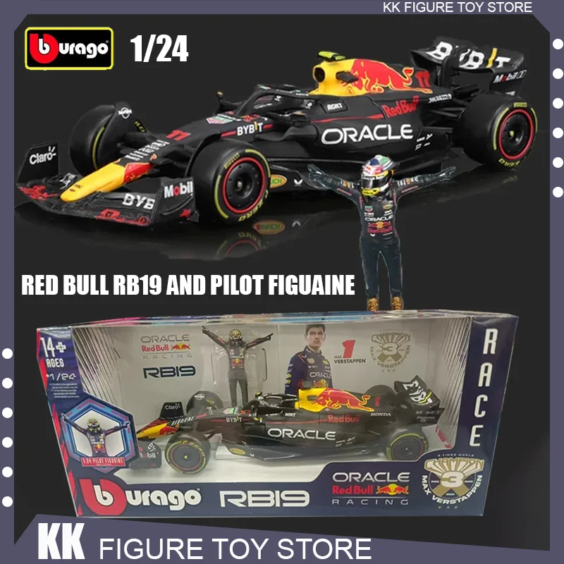 

New Bburago 1:24 F1 Red Bull Rb19 Diecast Model Max Verstappen Sergio Perez Pilot Figuaine Champion Helmet Kid Birthday Gift Toy