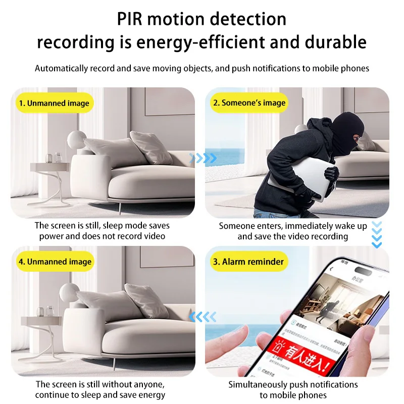 XIAOMi Wireless WiFi camera power failure endurance WiFi version built-in lithium battery PIR humanoid detection home monitor