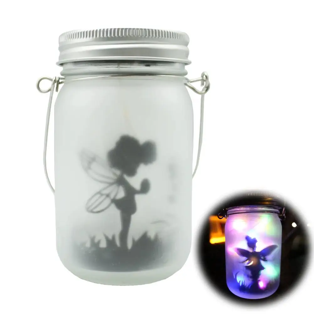 Solar Mason Jar Fairy String Lights Hanging Tabletop Lantern with Pattern Card for Garden Patio Lawn Yard Porch Outdoor Decor
